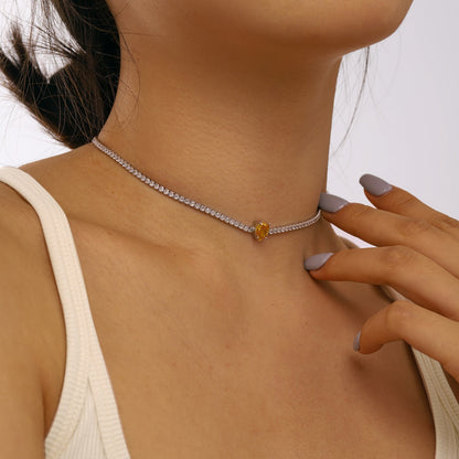 [RAFFINE]1.0 carat Unique Pear Cut Tennis Necklace