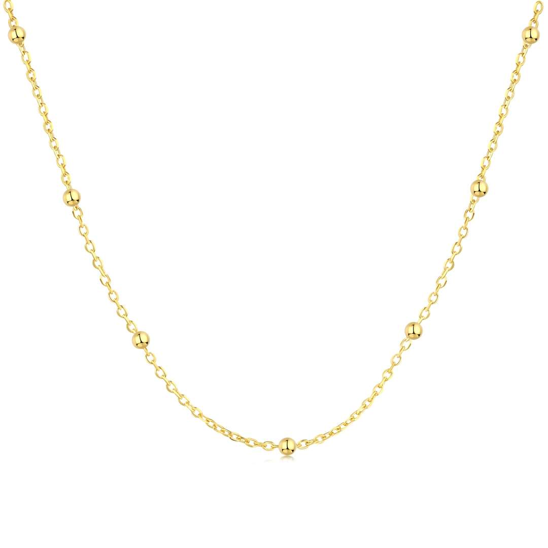 [RAFFINE]Collar sencillo con cadena de clavícula y cuentas pequeñas