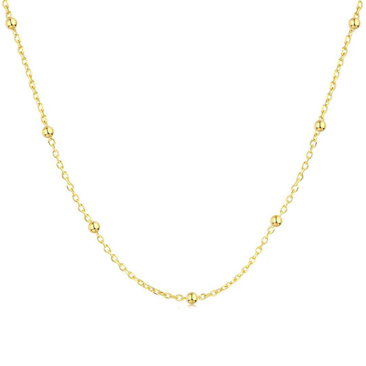[RAFFINE]Collar sencillo con cadena de clavícula y cuentas pequeñas
