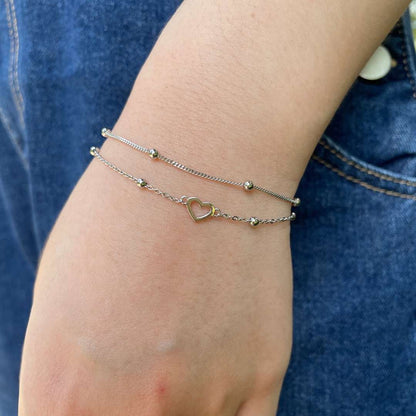 [RAFFINE]Pulsera delicada de doble capa con corazón de amor