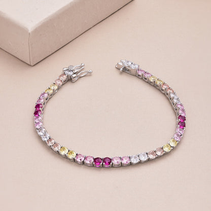 [RAFFINE]Radiant Colorful Round Cut Tennis Bracelet