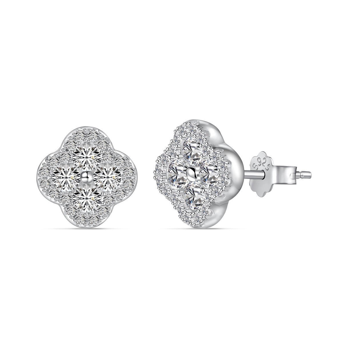 [RAFFINE]Pendientes con forma de flor de trébol de cuatro hojas