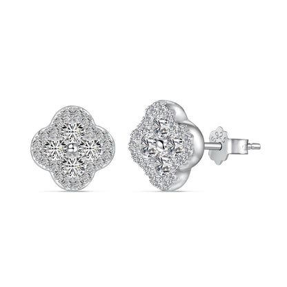 [RAFFINE]Pendientes con forma de flor de trébol de cuatro hojas