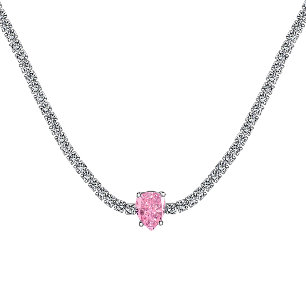 [RAFFINE]1.0 carat Unique Pear Cut Tennis Necklace