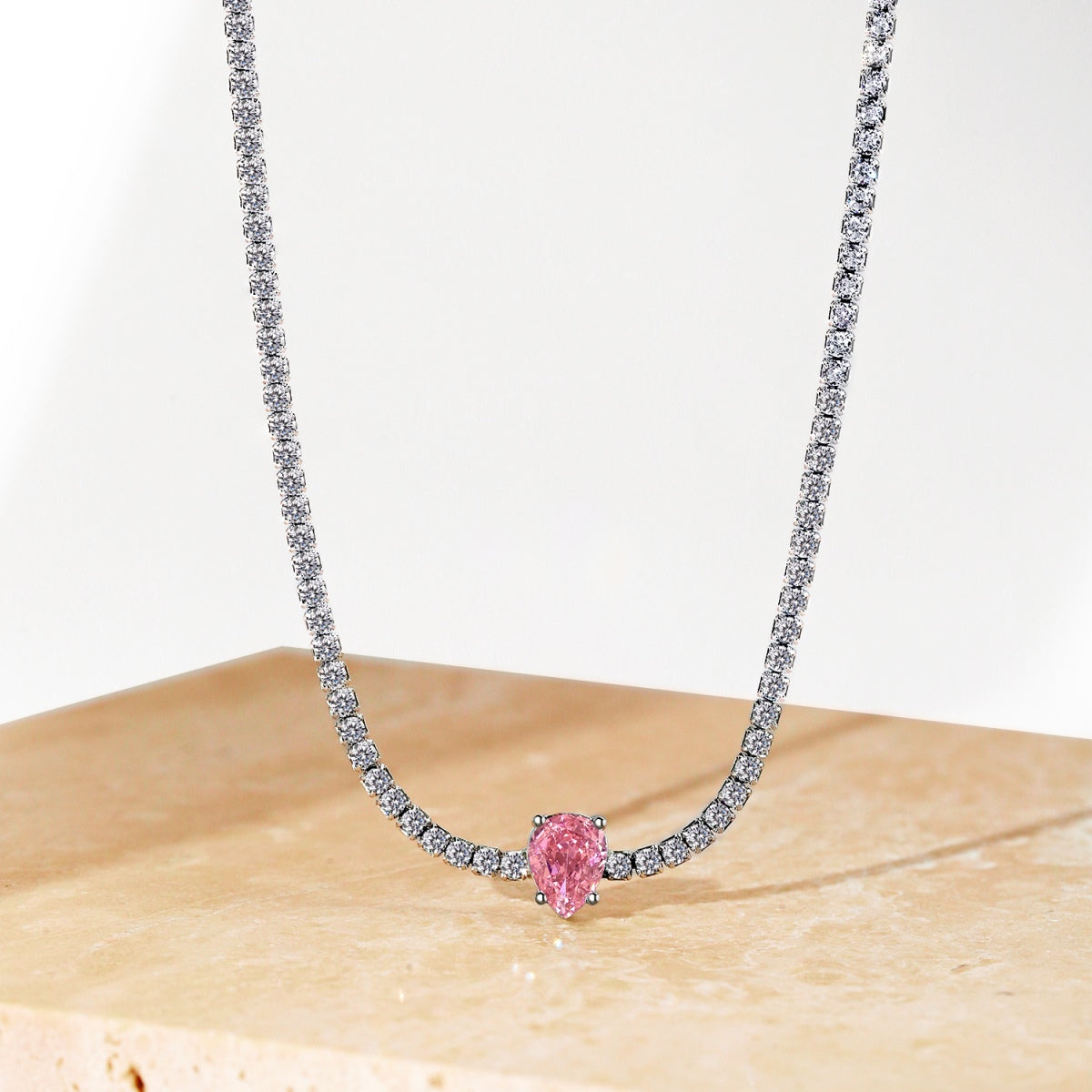 [RAFFINE]1.0 carat Unique Pear Cut Tennis Necklace