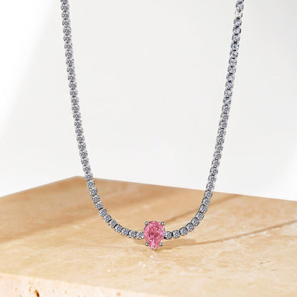 [RAFFINE]1.0 carat Unique Pear Cut Tennis Necklace