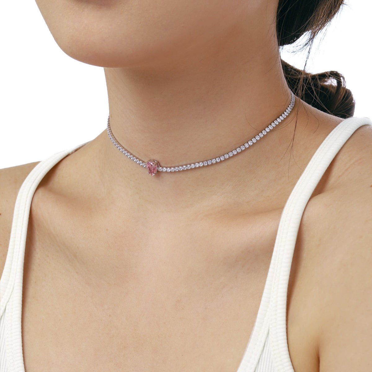 [RAFFINE]1.0 carat Unique Pear Cut Tennis Necklace