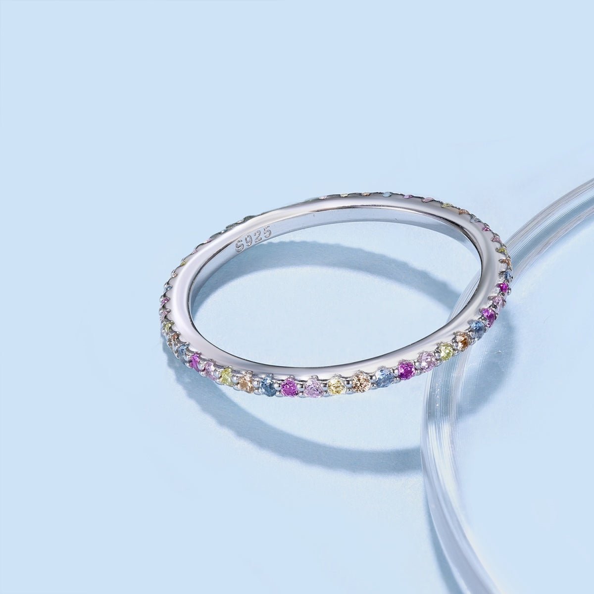 [RAFFINE]Ornate Colorful Round Cut Tennis Ring