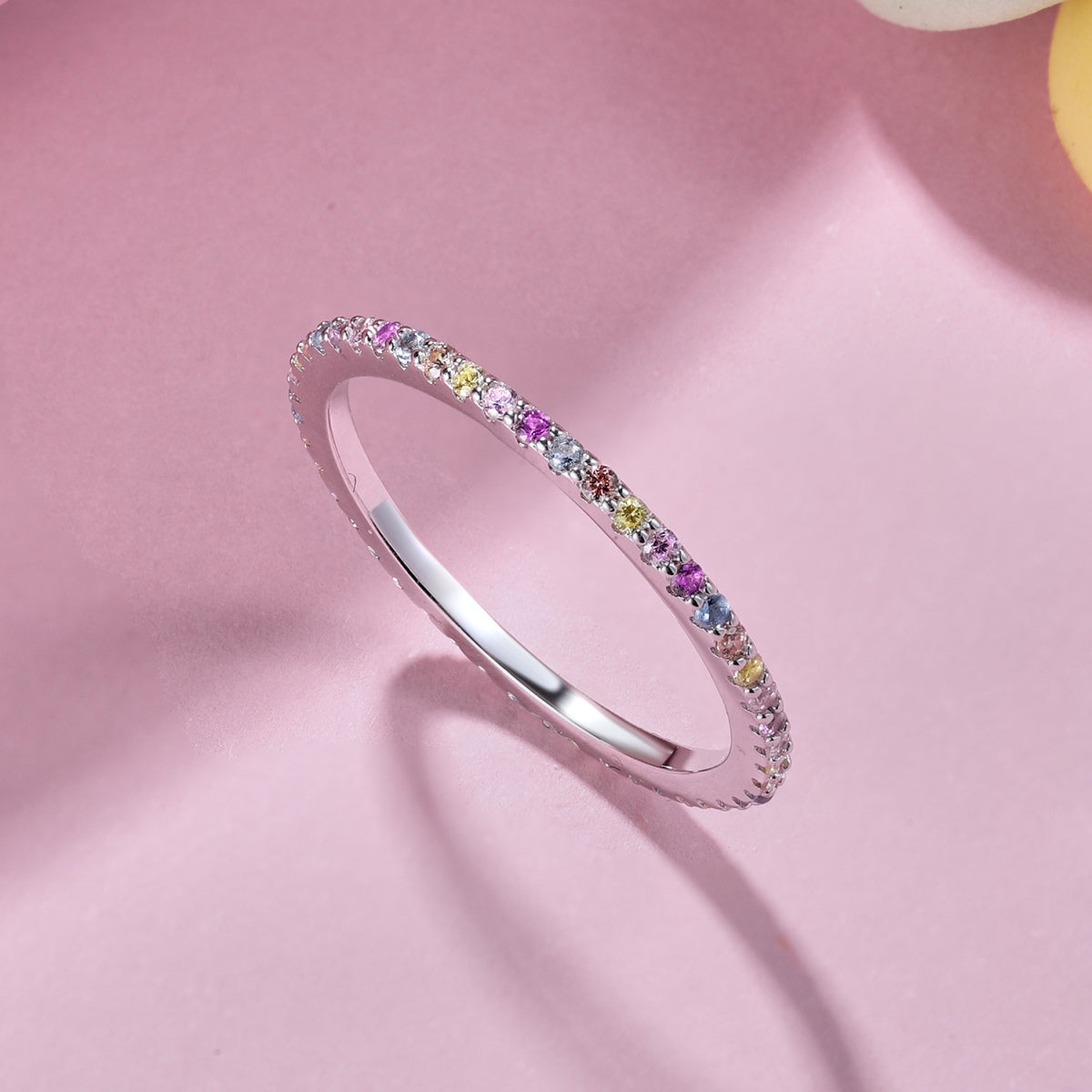 [RAFFINE]Ornate Colorful Round Cut Tennis Ring