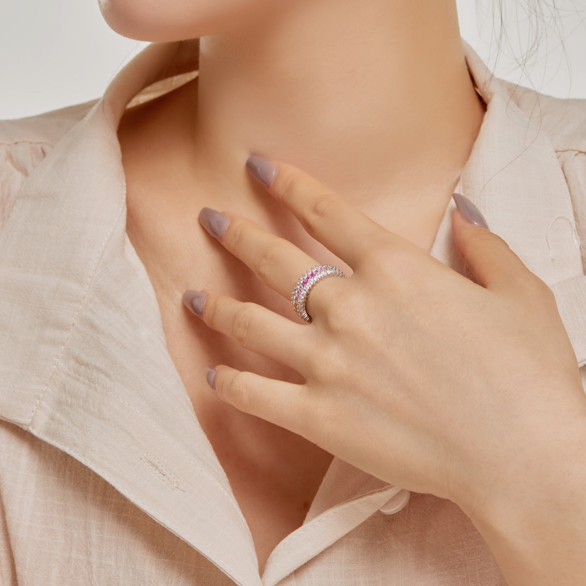 [RAFFINE]Ornate Colorful Radiant Cut Daily Ring
