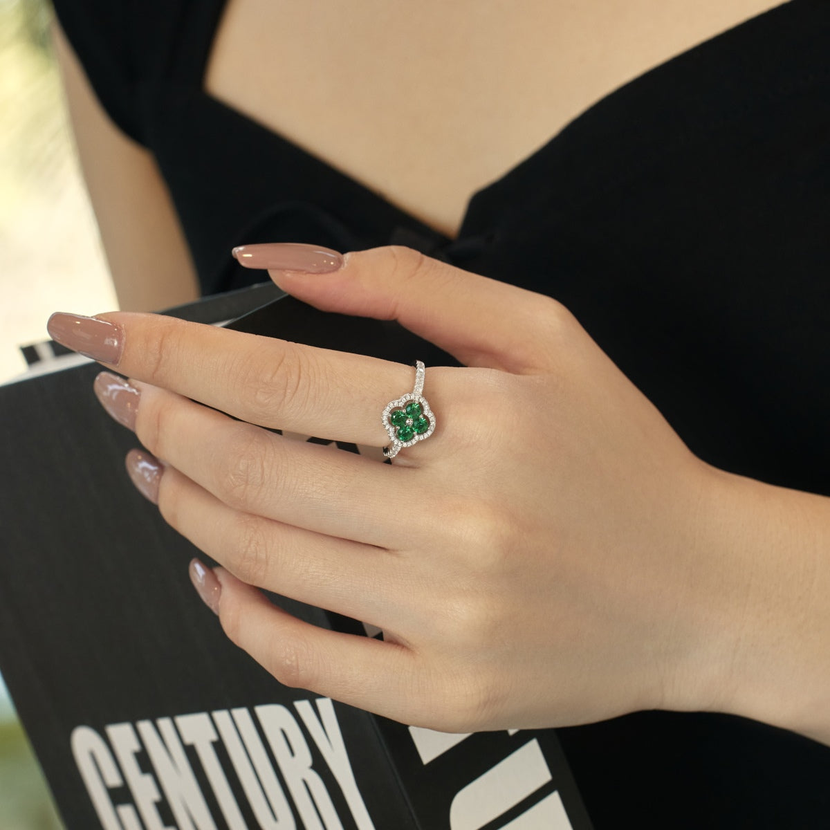 [RAFFINE]Four Leaf Clover Flower Design Ring