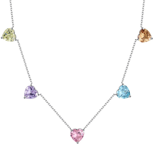 [RAFFINE]Sparkling Colorful Heart Cut Necklace