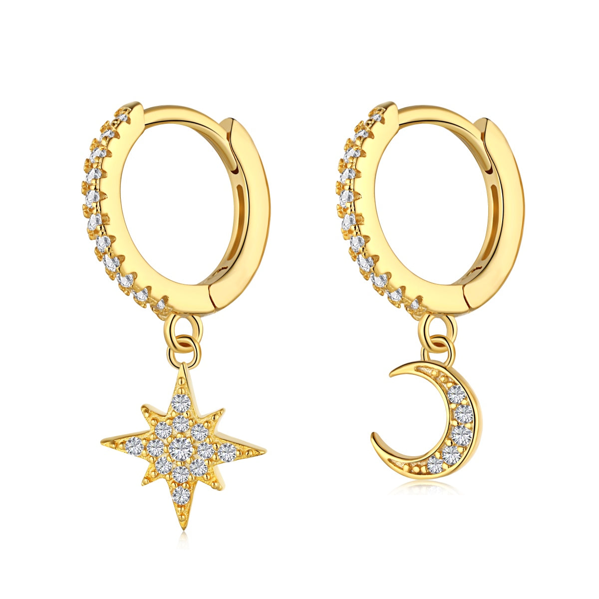 [RAFFINE]Pendientes asimétricos de estrella y luna