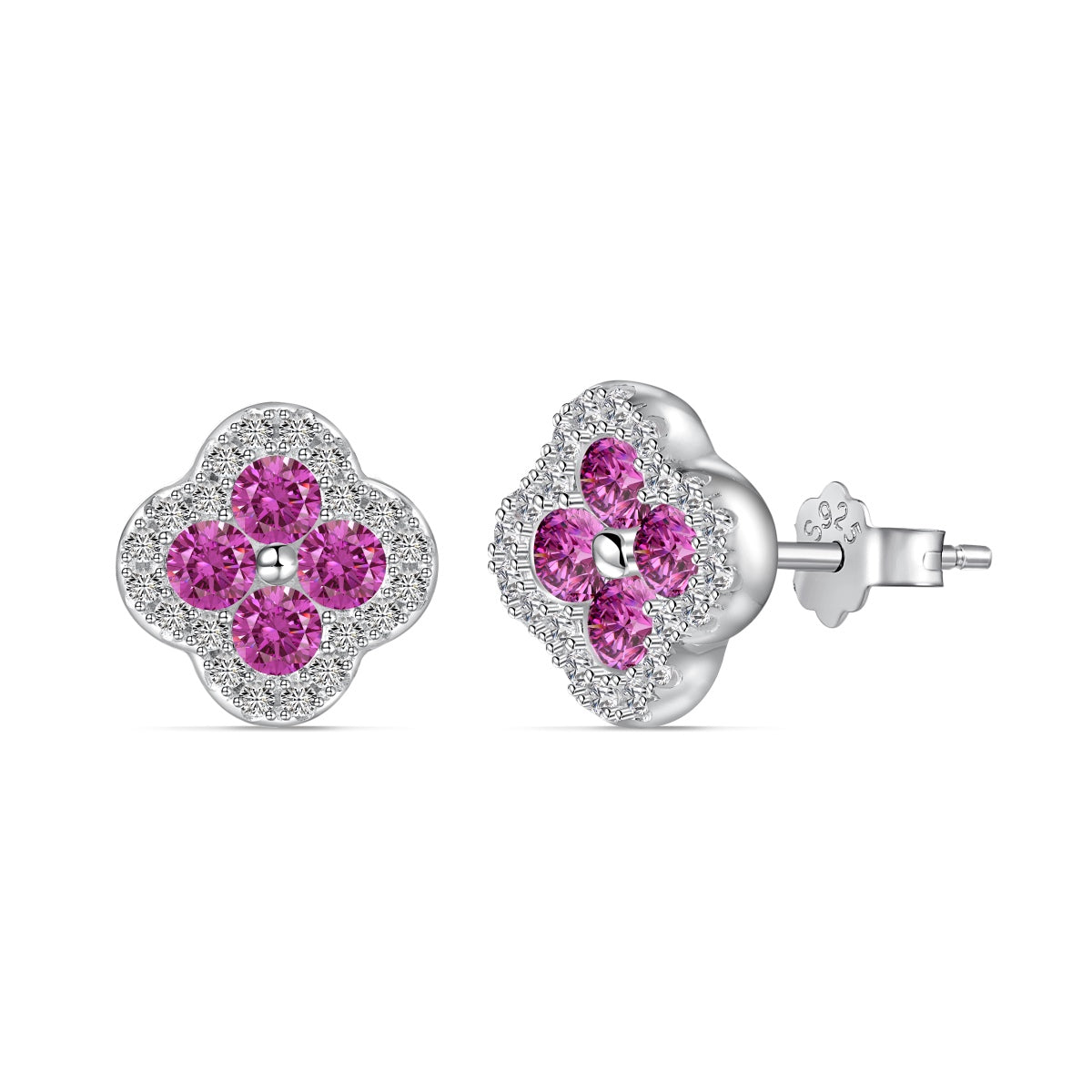 [RAFFINE]Pendientes con forma de flor de trébol de cuatro hojas