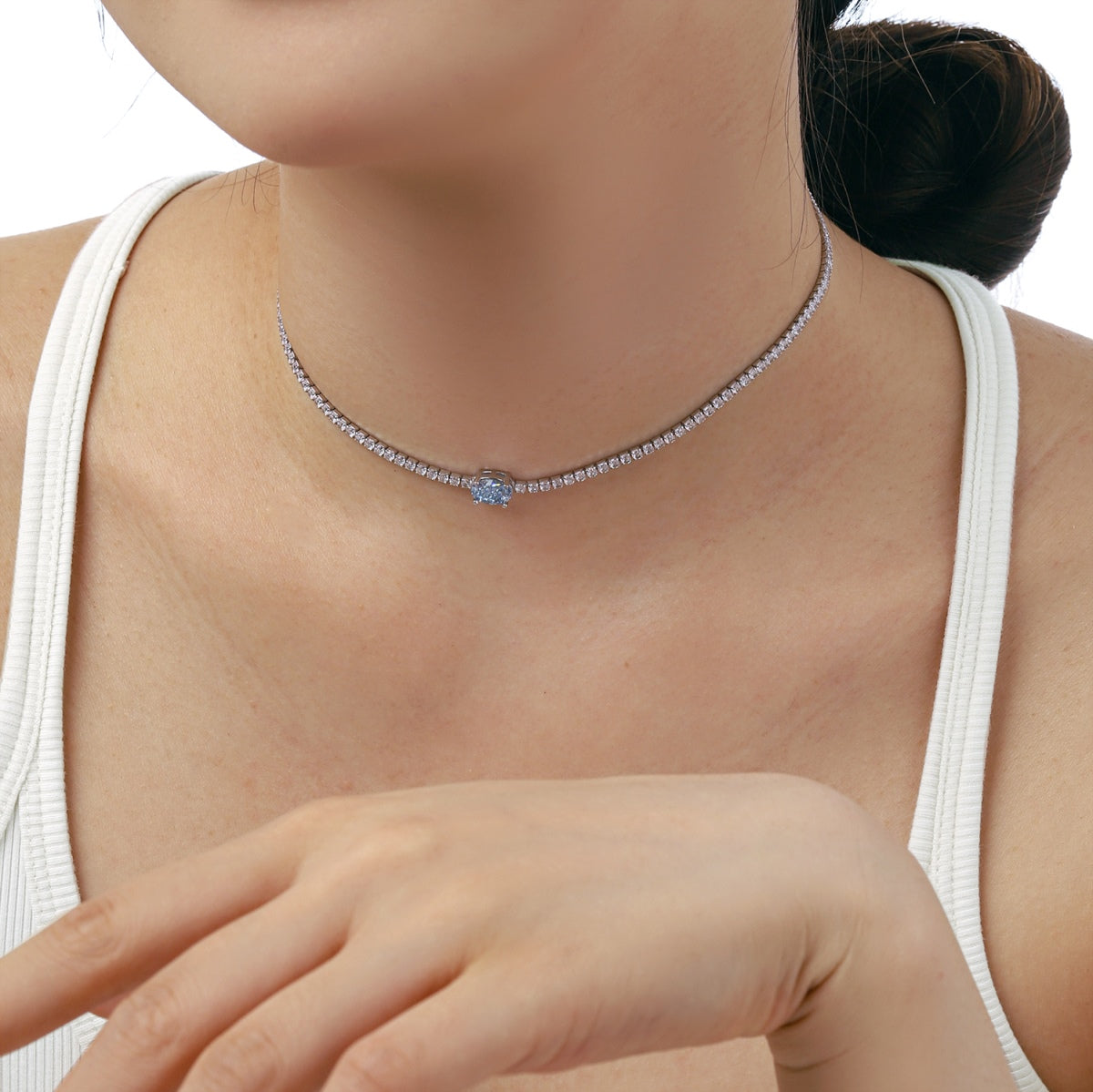 [RAFFINE]1.0 Carat Shining Oval Cut Necklace