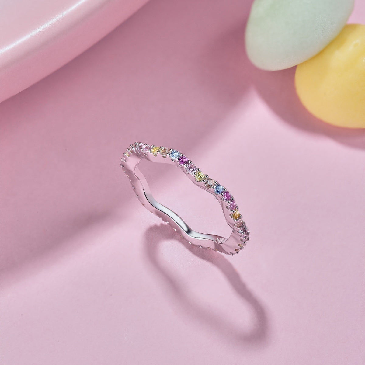 [RAFFINE]Dainty Colorful Round Cut Party Ring