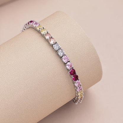 [RAFFINE]Radiant Colorful Round Cut Tennis Bracelet