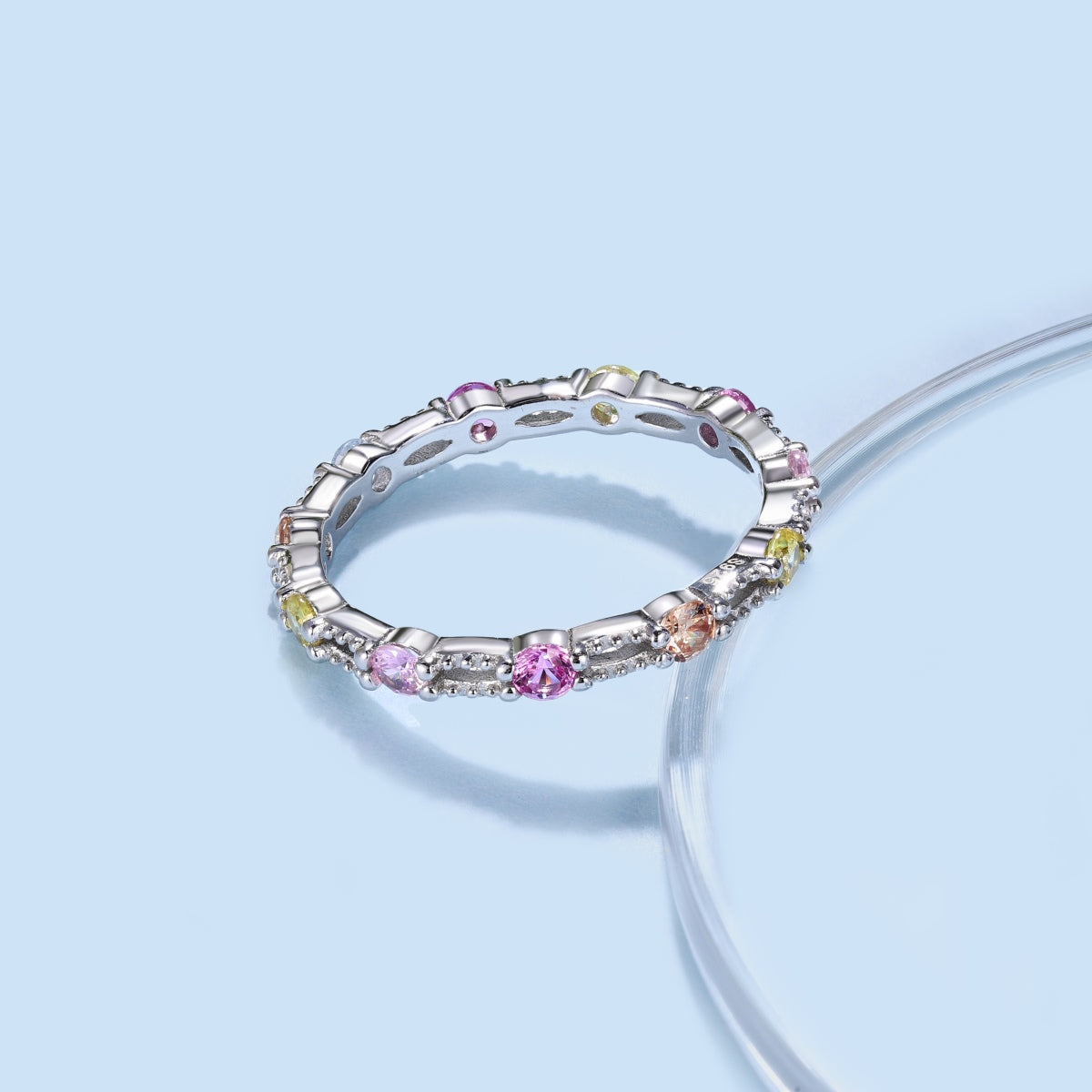 [RAFFINE]Sparkling Colorful Round Cut Tennis Ring