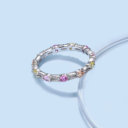 [RAFFINE]Sparkling Colorful Round Cut Tennis Ring