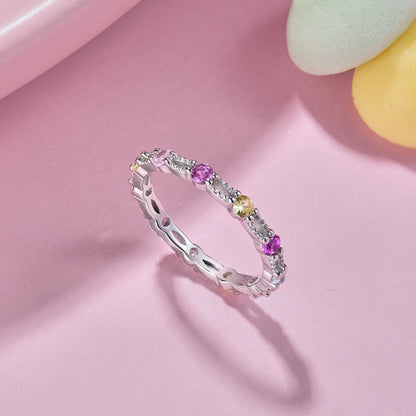 [RAFFINE]Sparkling Colorful Round Cut Tennis Ring