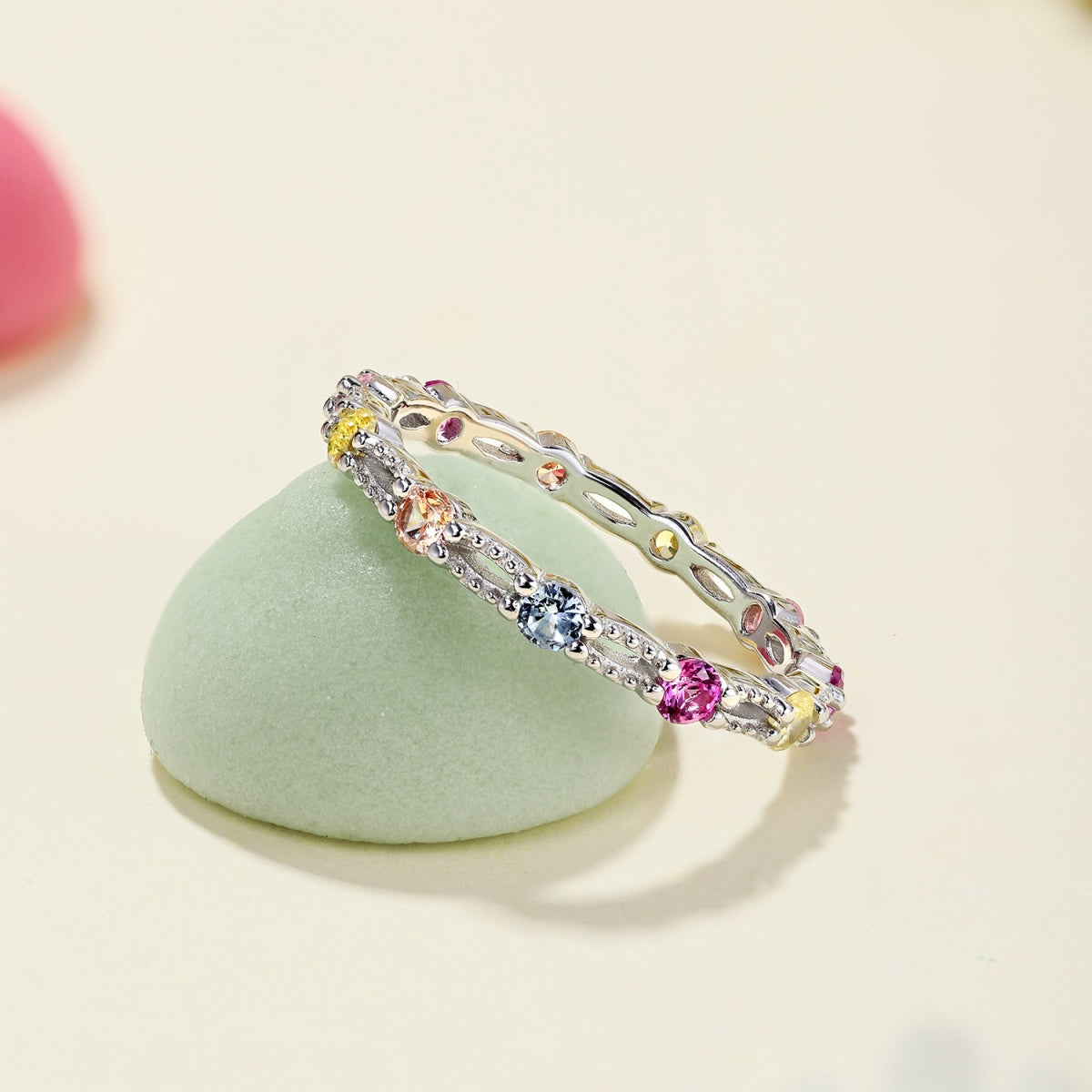 [RAFFINE]Sparkling Colorful Round Cut Tennis Ring