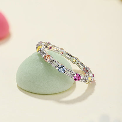 [RAFFINE]Sparkling Colorful Round Cut Tennis Ring