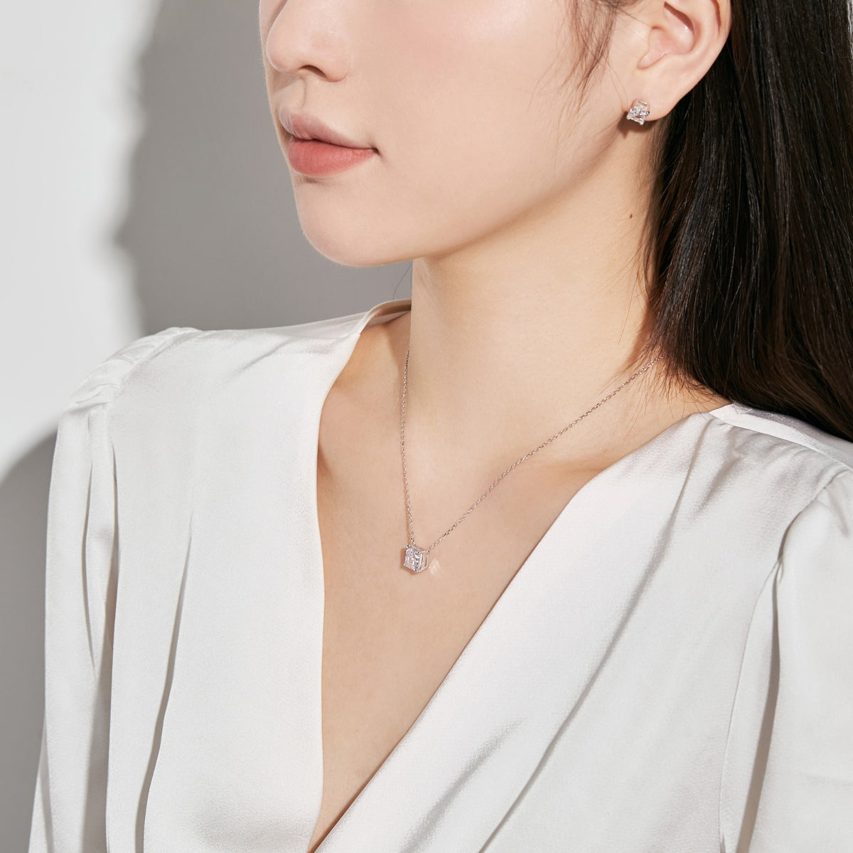 [RAFFINE]1.0 Carat Radiant Princess Cut Wedding Earrings