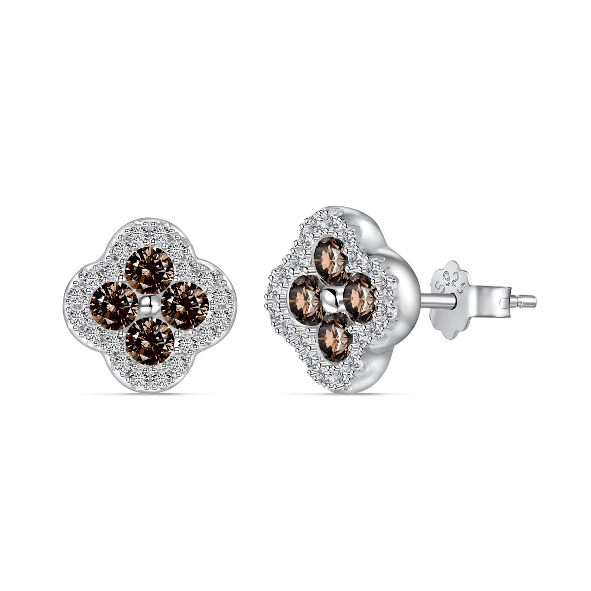 [RAFFINE]Pendientes con forma de flor de trébol de cuatro hojas