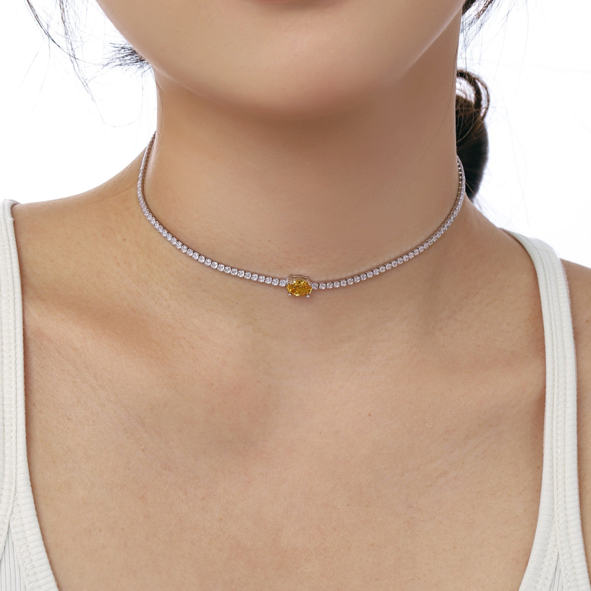 [RAFFINE]1.0 Carat Shining Oval Cut Necklace