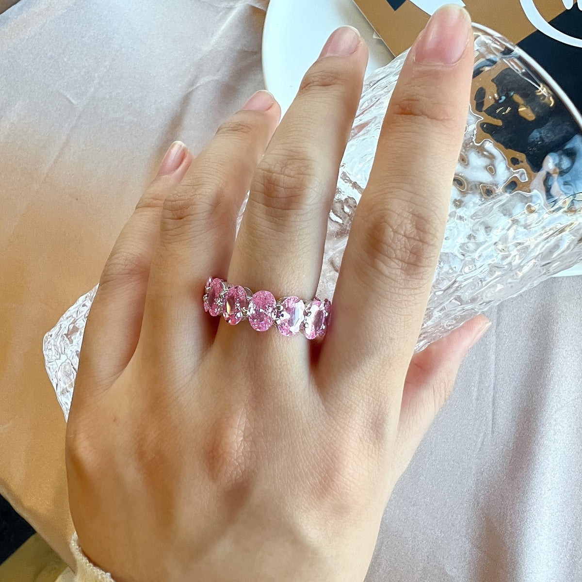 [RAFFINE]Dainty Elongated Cushion Cut Tennis Ring