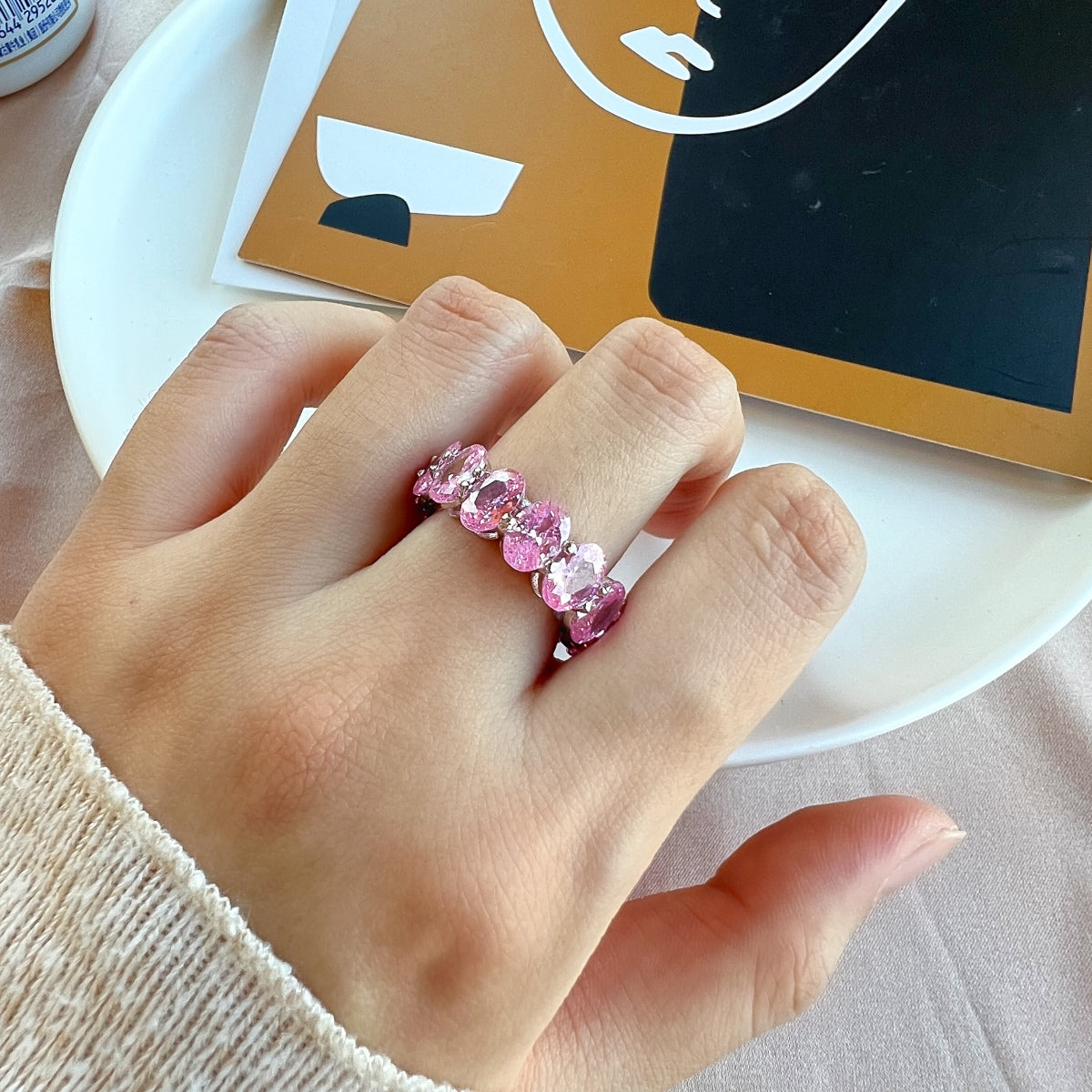 [RAFFINE]Dainty Elongated Cushion Cut Tennis Ring