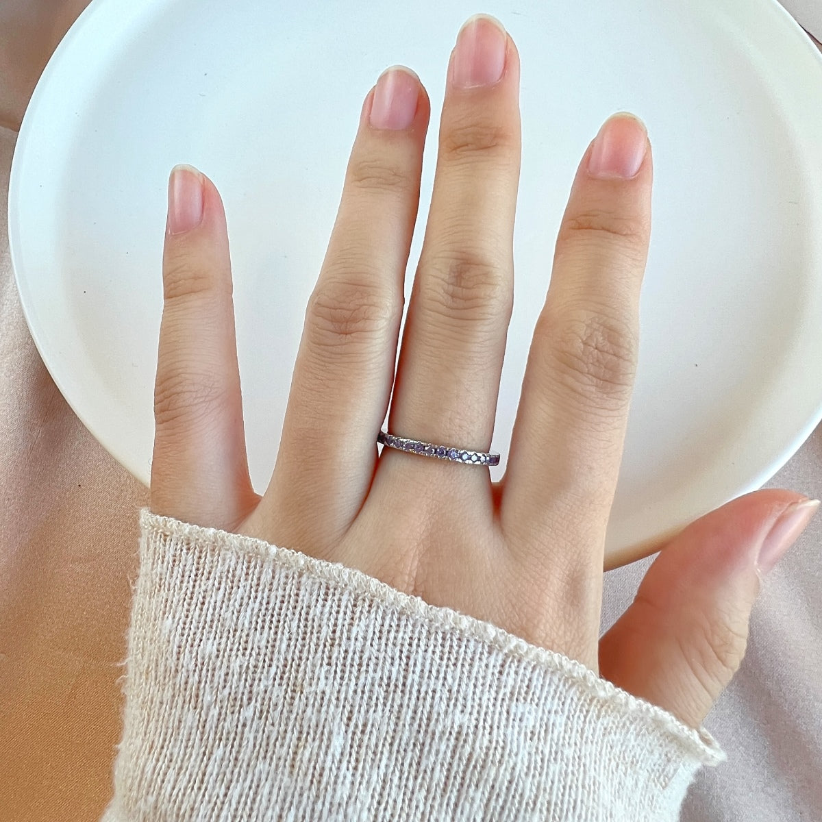 [RAFFINE]Delicate Sparkling Round Cut Daily Ring