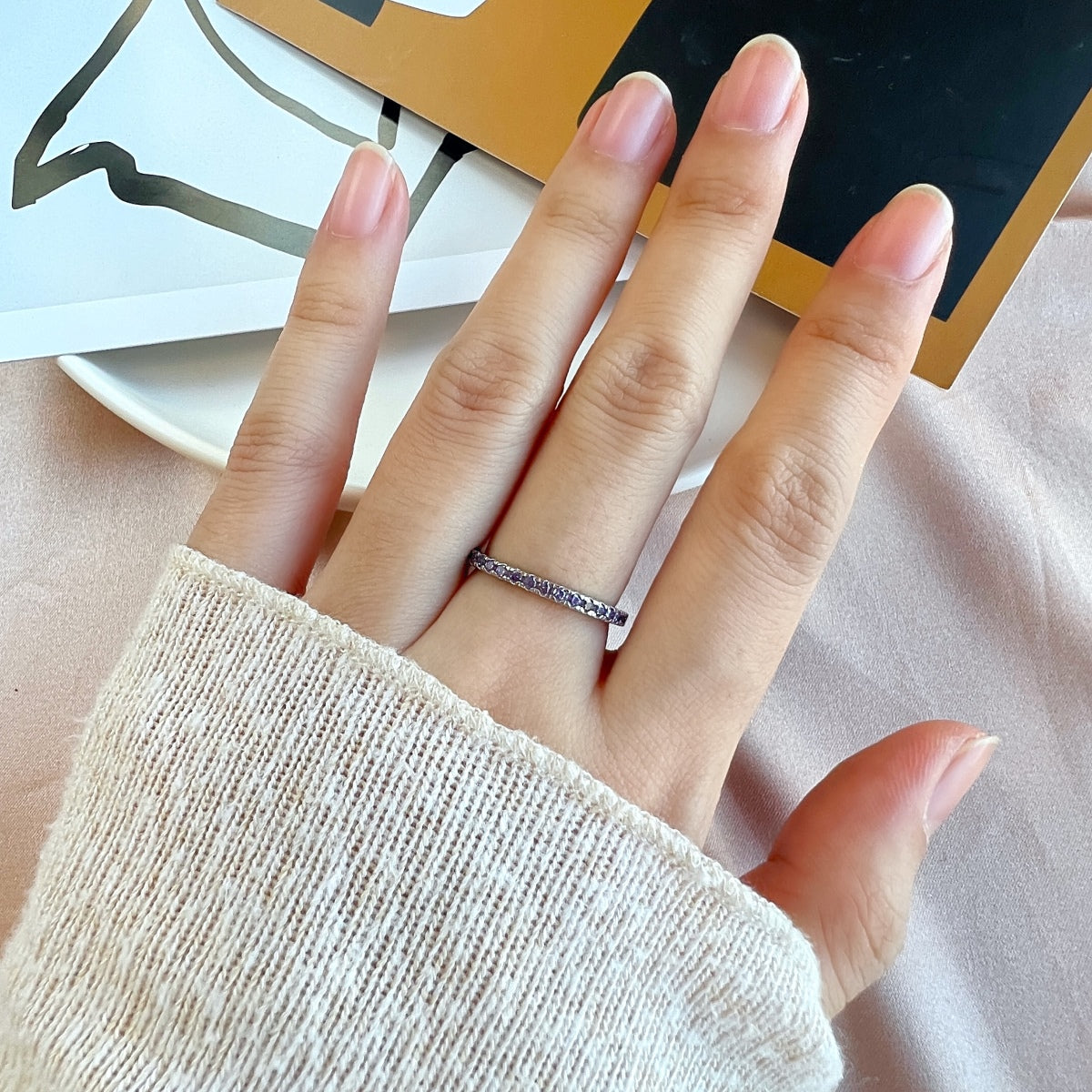 [RAFFINE]Delicate Sparkling Round Cut Daily Ring