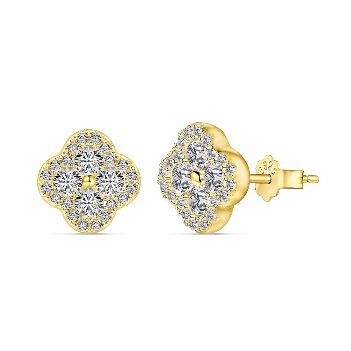 [RAFFINE]Pendientes con forma de flor de trébol de cuatro hojas