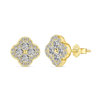 [RAFFINE]Pendientes con forma de flor de trébol de cuatro hojas