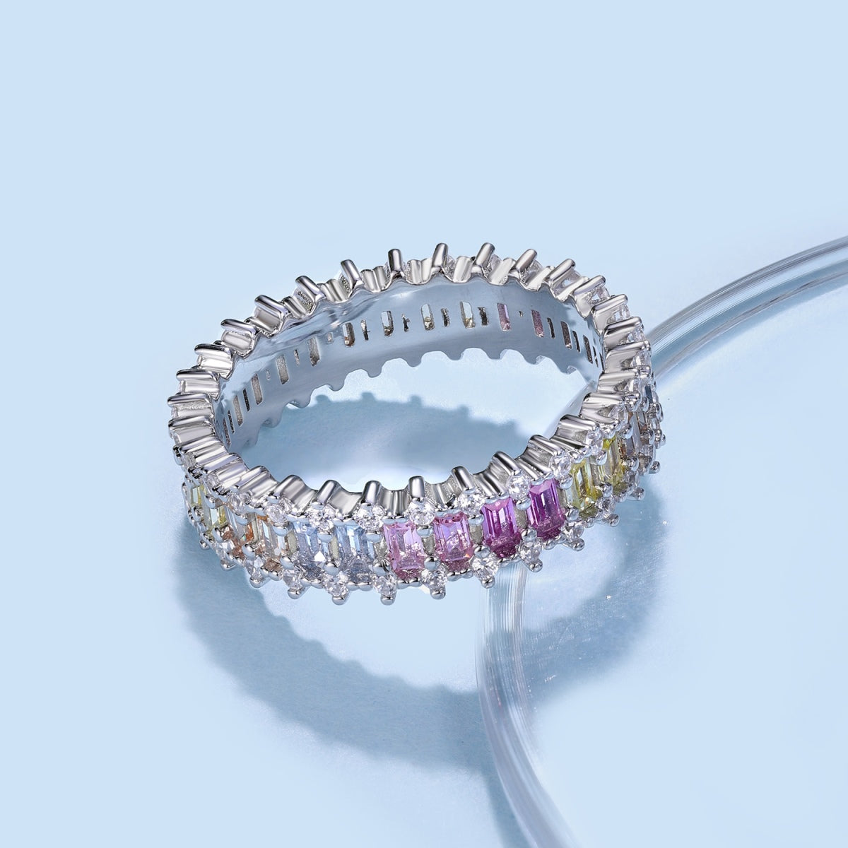 [RAFFINE]Splashy Ornate Emerald Cut Cocktail Ring