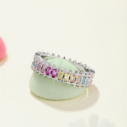 [RAFFINE]Splashy Ornate Emerald Cut Cocktail Ring