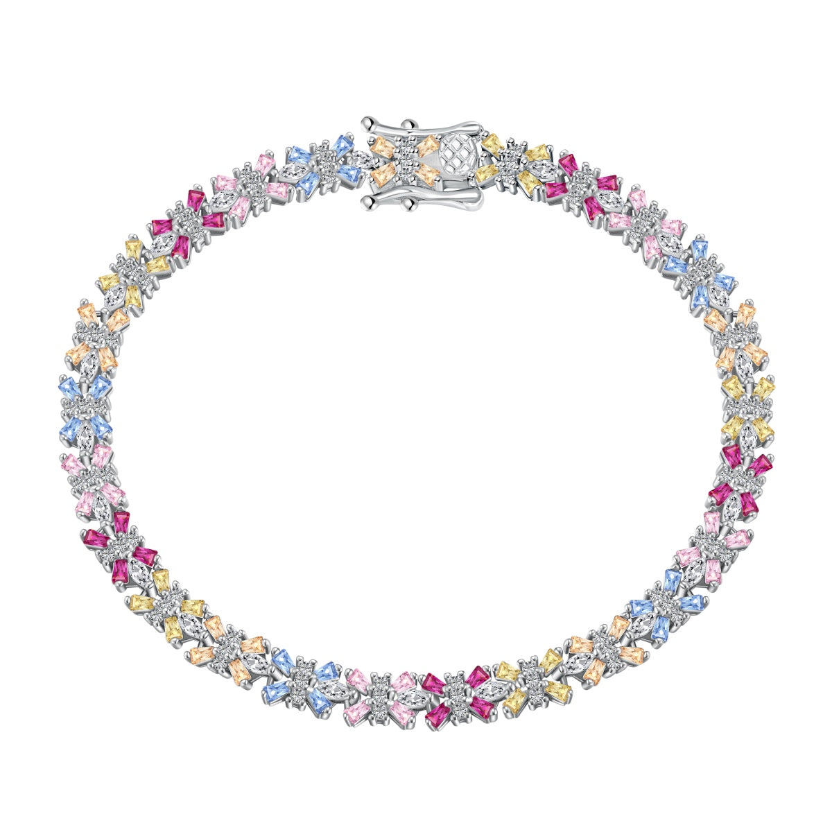 [RAFFINE] Pulsera de fiesta con corte esmeralda radiante y colorido