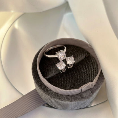 [RAFFINE]1.0 Carat Radiant Princess Cut Wedding Earrings