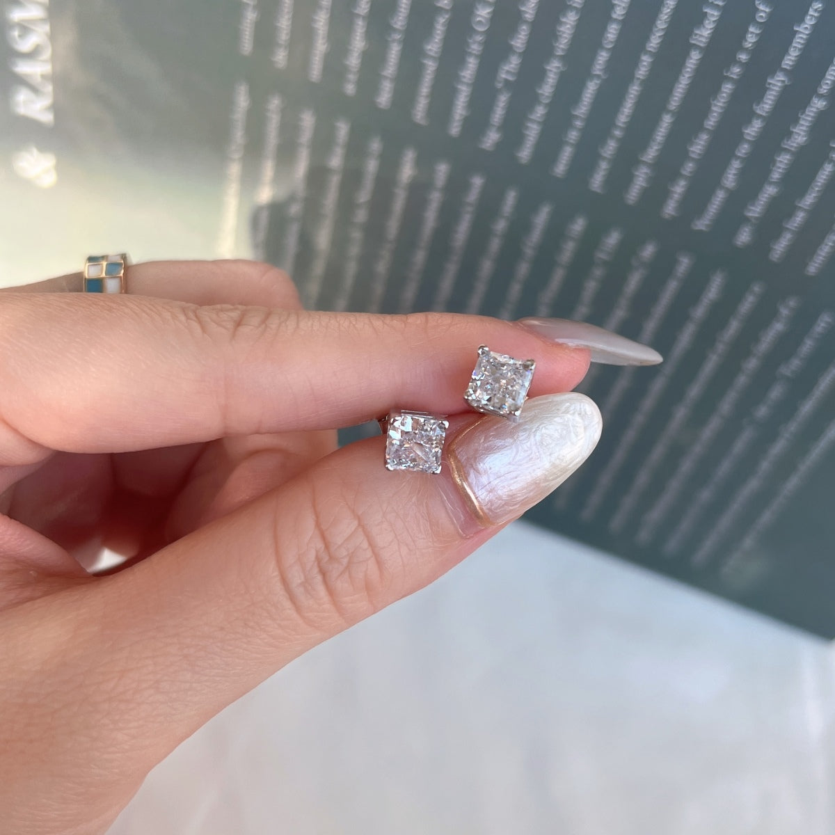 [RAFFINE]1.0 Carat Radiant Princess Cut Wedding Earrings