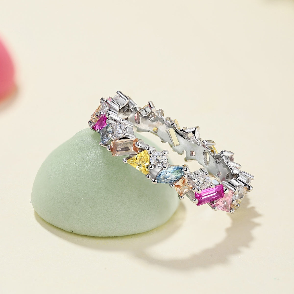 [RAFFINE]Dazzling Polychromatic Multi cut Daily Ring