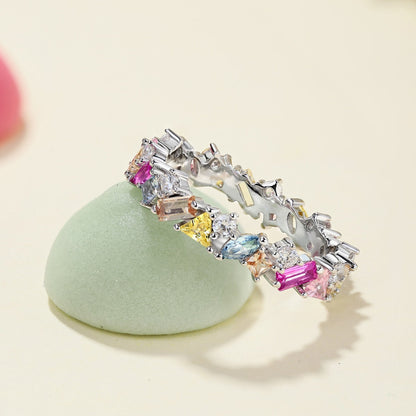 [RAFFINE]Dazzling Polychromatic Multi cut Daily Ring