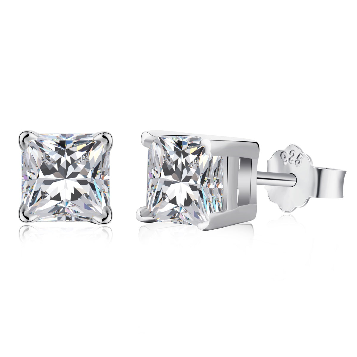 [RAFFINE]1.0 Carat Radiant Princess Cut Wedding Earrings