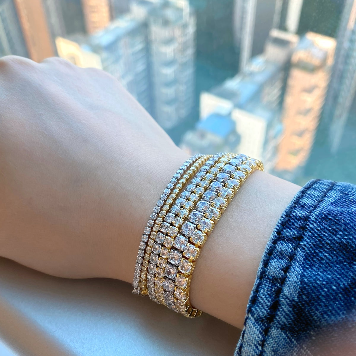 [RAFFINE]Sparkling Radiant Princess Cut Tennis Bracelet
