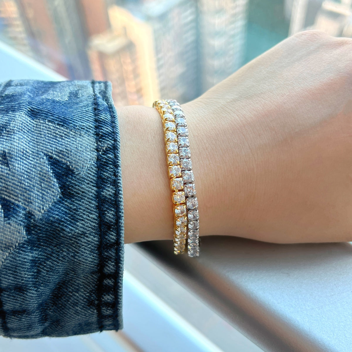 [RAFFINE]Sparkling Radiant Princess Cut Tennis Bracelet