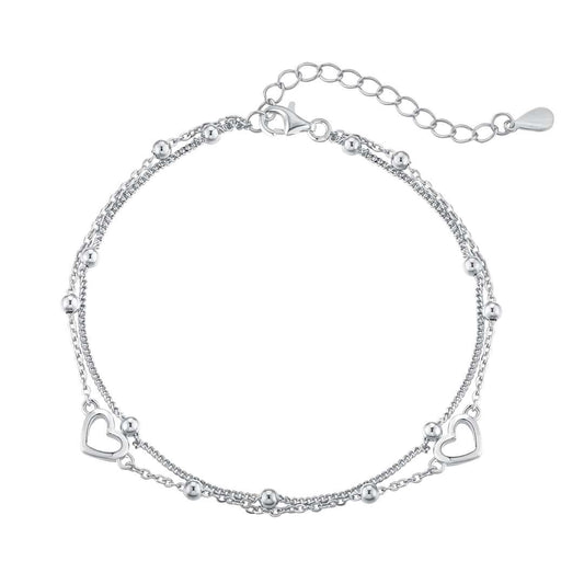 [RAFFINE]Pulsera delicada de doble capa con corazón de amor