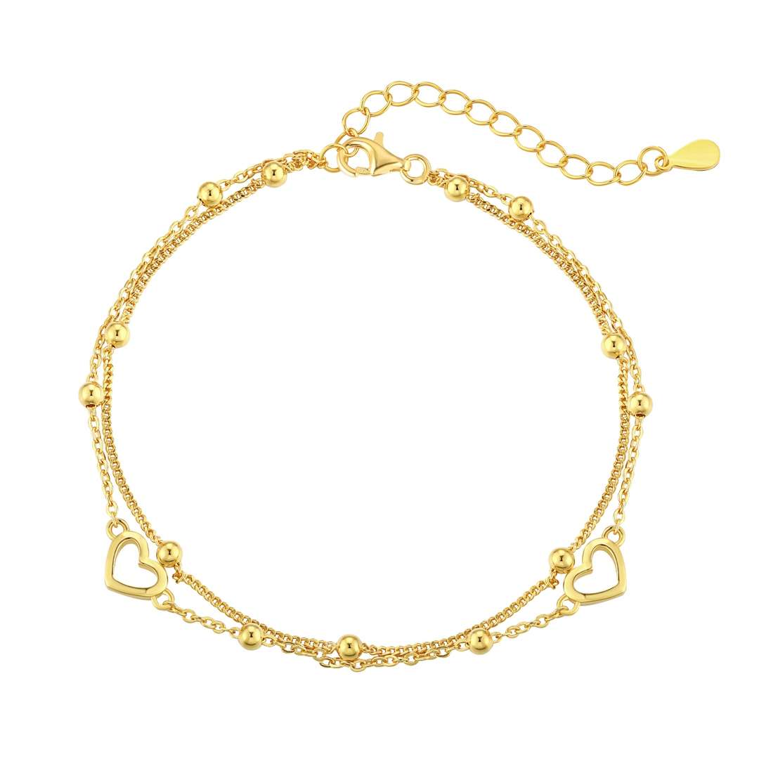[RAFFINE]Pulsera delicada de doble capa con corazón de amor