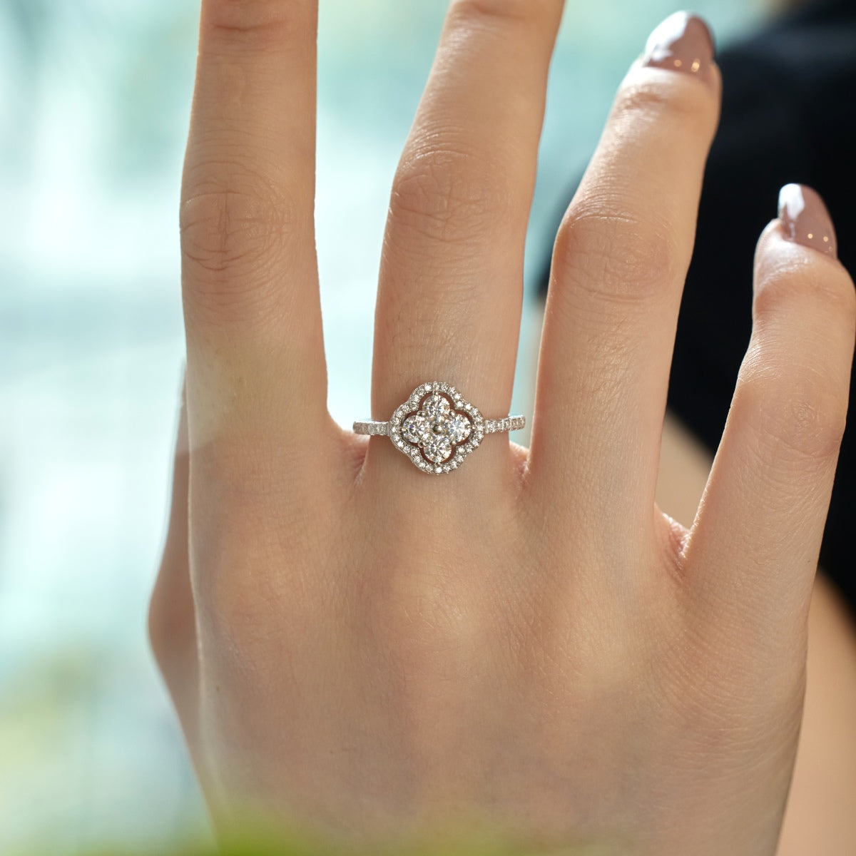 [RAFFINE]Four Leaf Clover Flower Design Ring