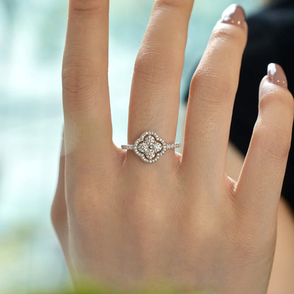[RAFFINE]Four Leaf Clover Flower Design Ring