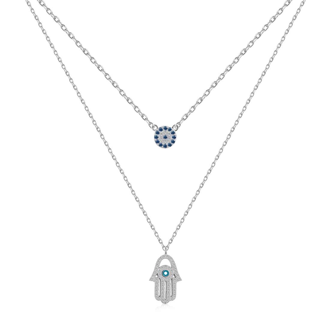 [Raffine]Dämonenauge Hamsa Palm Halskette
